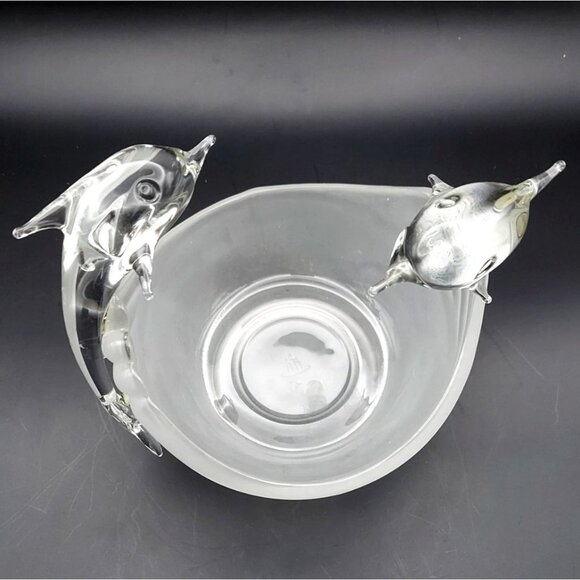 Partylite Glass Jump For Joy Dolphin Votive Candle Holder Frosted Bowl - Picture 3 of 7